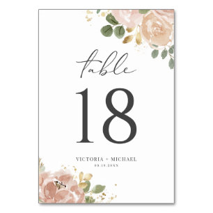 Aquarell Boho Mauve Pfirsich Blumen Hochzeit Tischnummer