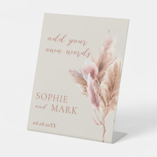 Aquarell Boho Pampas Gras Hochzeitsschilder nach M Sockelschild