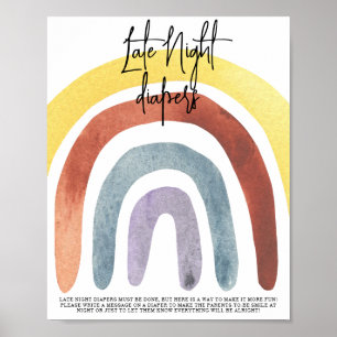 Aquarell Boho Regenbogen Late Night Windeln Poster
