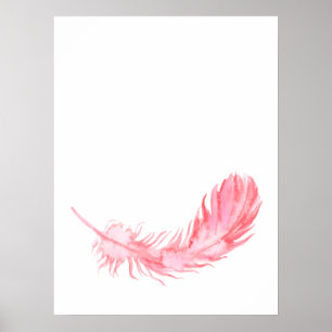 Aquarell Boho rosa Feder-Druck Poster