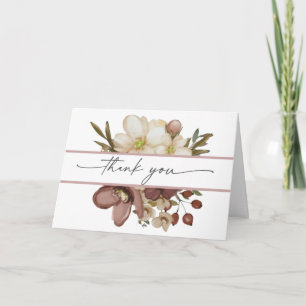 Aquarell Boho Rose & Neutrale Dankeskarten Dankeskarte