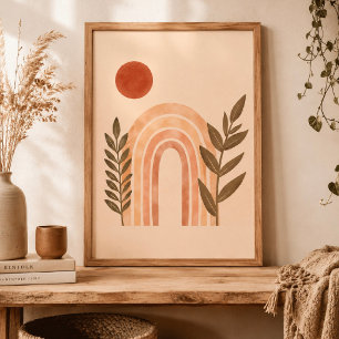 Aquarell Boho Sonne Poster