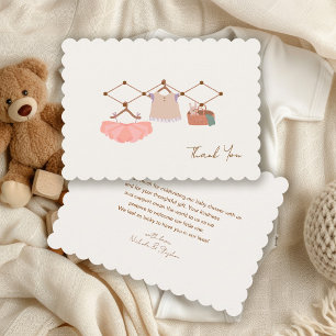 Aquarell Boho Wäscheleine Baby Shower Dankeskarte