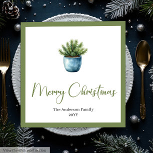 Aquarell-Boho-Weihnachtsbaum im rustikalen Stil Serviette