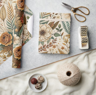 Aquarell-Boho-Wildblumengarten-Druck Geschenkpapier