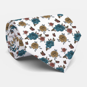 Aquarell Boho Wildblumenmuster  Krawatte