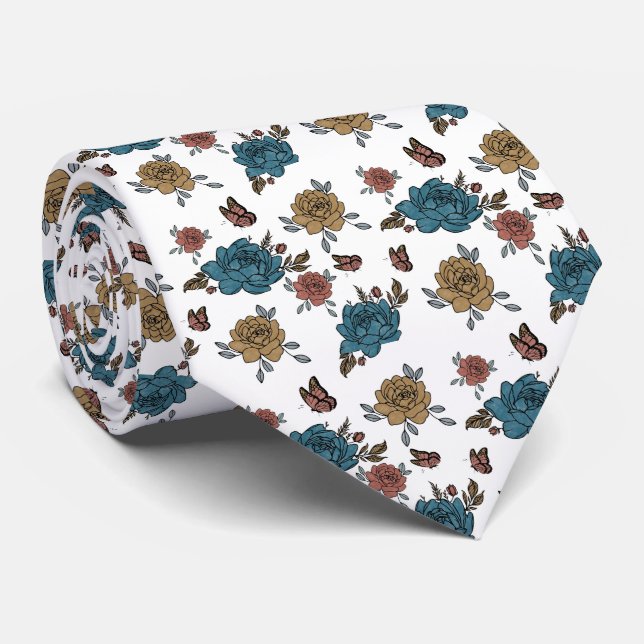 Aquarell Boho Wildblumenmuster  Krawatte (Gerollt)