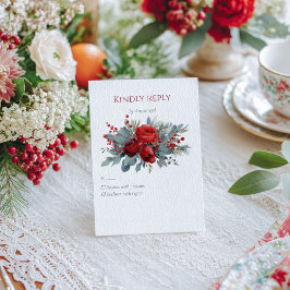 Aquarell-Bordeaux- und Rosa-Rosen RSVP Karte