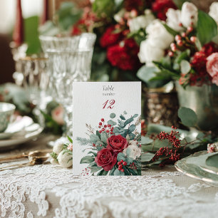 Aquarell-Bordeaux- und Rosa Rosen Tischnummer