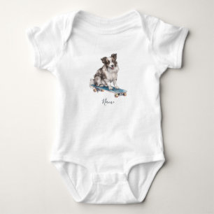 Aquarell Border Collie Baby Bodysuit Strampler