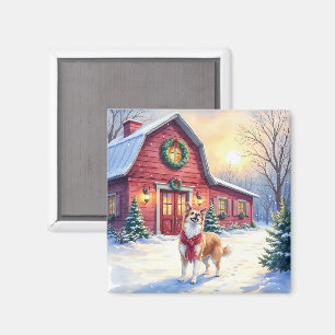 Aquarell Border Collie Landhaus Weihnachten Magnet
