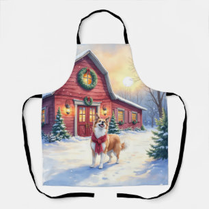 Aquarell Border Collie Landhaus Weihnachten Schürze