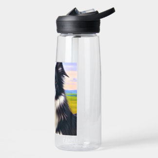 Aquarell Border Collie Wasserflasche Trinkflasche