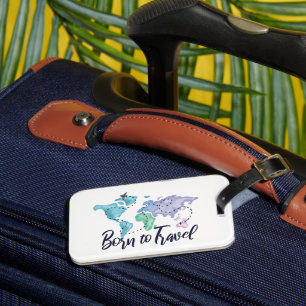 Aquarell "Born to Travel" Gepäckanhänger