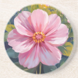 Aquarell-Botanik-Blumenmalerei in Rosa Getränkeuntersetzer