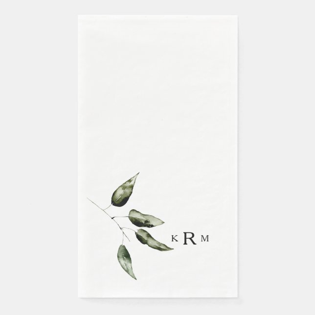 Aquarell-Botanik-Monogramm Serviette (Vorderseite)