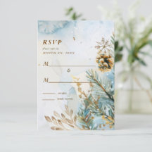 Aquarell-Botanik Winterhochzeit Goldakzente