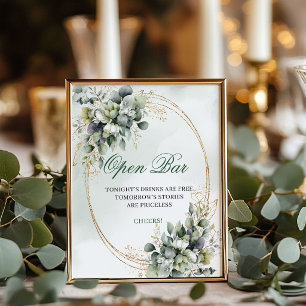 Aquarell Botanisch Open Bar Schild Salbei Grün