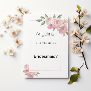Aquarell botanisch pastellrosa florale Brautjungfe Einladung