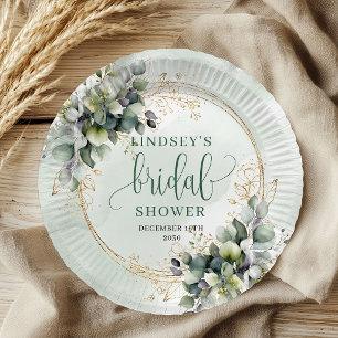 Aquarell-Botanische-Hochzeitsdusche-Papierplatten Pappteller