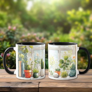 Aquarell-Botanische Pflanzen & Sukkulenten Kaffeetasse
