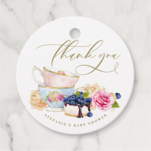 Aquarell Botanische Teetassen-Teeparty-Baby Shower Geschenkanhänger