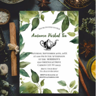 Aquarell-Botanische Vintage-Teeparty Einladung