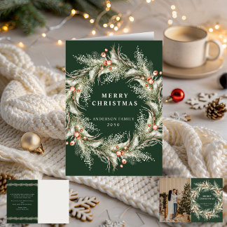 Aquarell Botanischer Kranz Frohe Weihnachten Foto