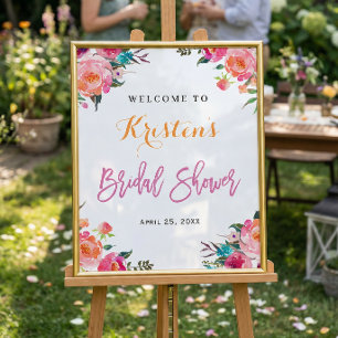 Aquarell Botanisches Florales Brautparty-Schild Poster