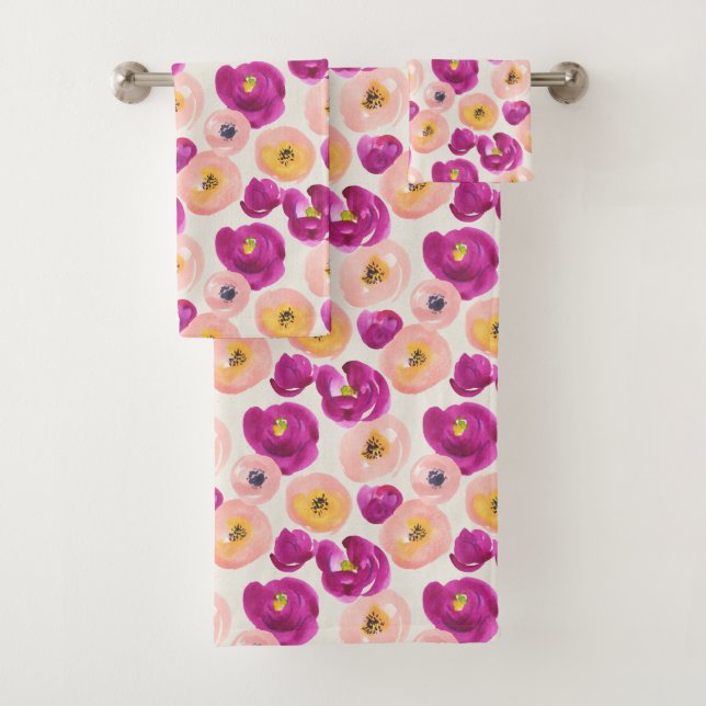 Aquarell-botanisches Muster Badhandtuch Set (Insitu)