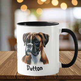 Aquarell-Boxer Coffee Brown Personalisieren Tasse