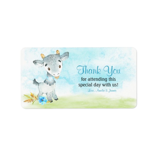 Aquarell Boy Goat Farm Vielen Dank Adressaufkleber (Vorne)