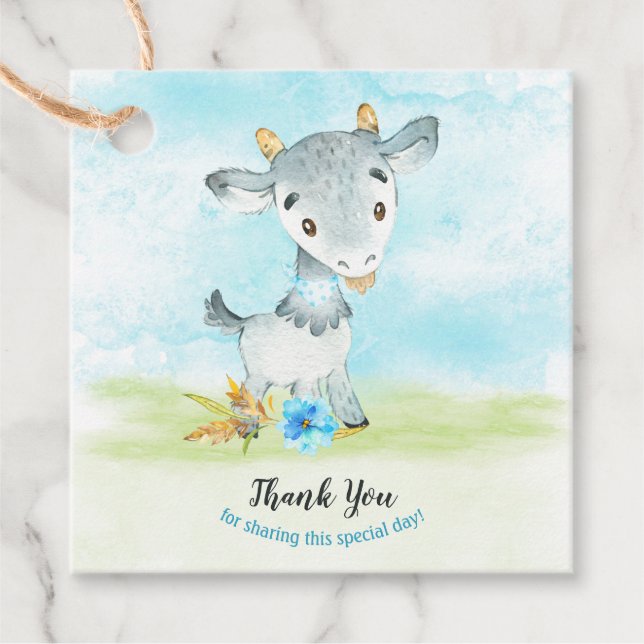 Aquarell Boy Goat Farm Vielen Dank Geschenkanhänger (Vorderseite)