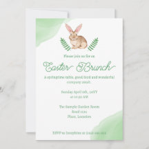 Aquarell Brauner Hase Grüne Osterbrunch