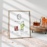 Aquarell | Bräunungsgetränk Poster<br><div class="desc">Personalisieren Sie dieses Schild mit den Namen der Braut und des Bräutigams und ihrer Lieblingsgetränkeslust. Verschiedene Cocktailabbildungen können auf Anfrage erstellt werden. Fügen Sie diesem Design Ihre benutzerdefinierte Formulierung hinzu, indem Sie die Felder "Diese Designvorlage bearbeiten" auf der rechten Seite des Elements verwenden, oder klicken Sie auf die blaue Schaltfläche...</div>