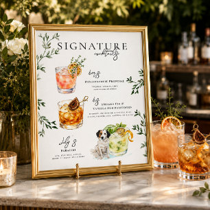 Aquarell   Braut & Bräutigam Signature Drink Poster