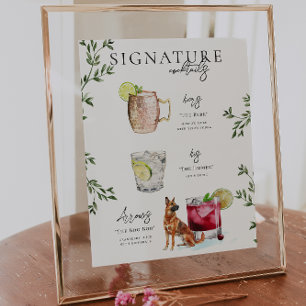 Aquarell Braut & Bräutigam Signature Drink Poster