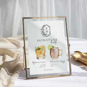 Aquarell   Braut & Bräutigam Signature Drink Poster