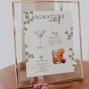 Aquarell Braut & Bräutigam Signature-Getränk Poster
