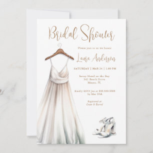 Aquarell-Brautkleid-Junggesellinnen-Abschied Einladung