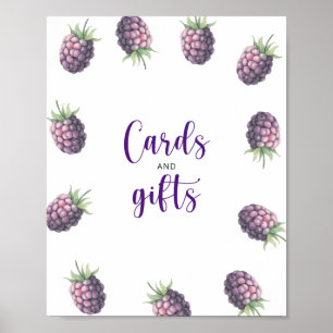 Aquarell-Brombeerkarten und Geschenke Baby-Party Poster