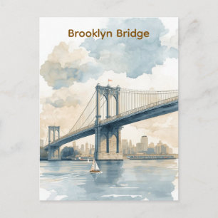Aquarell Brooklyn Bridge Postkarte