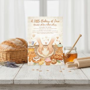 Aquarell Brötchen im Ofen Backerei Babyparty Einladung