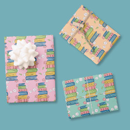 Aquarell-Buchstapel-Muster-Geschenkpapierblatt Geschenkpapier Set