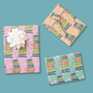 Aquarell-Buchstapel-Muster-Geschenkpapierblatt Geschenkpapier Set
