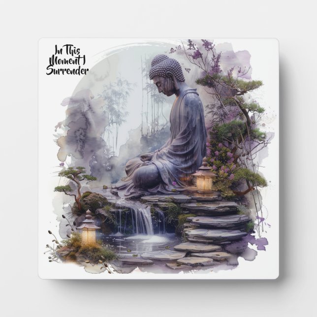 Aquarell Buddha Surrender Plaque w/Easel Fotoplatte (Vorderseite)