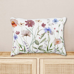 Aquarell Bunte Wildblumenwiese Dekokissen