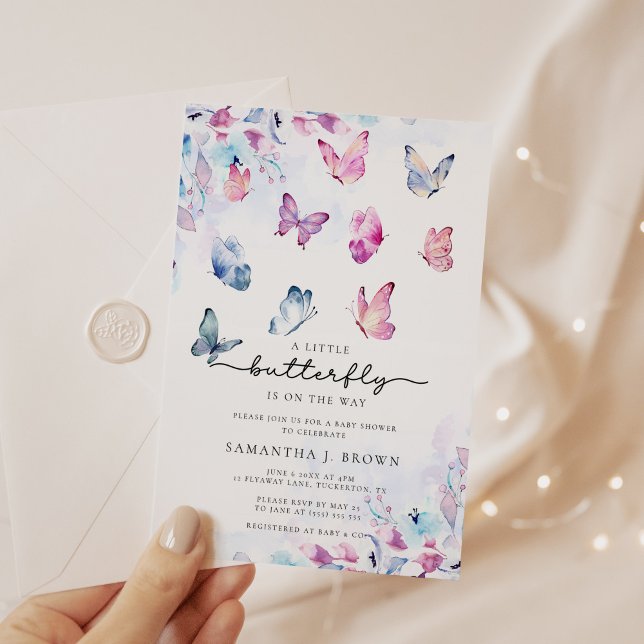 Aquarell Butterfly Babydusche Einladung (Von Creator hochgeladen)
