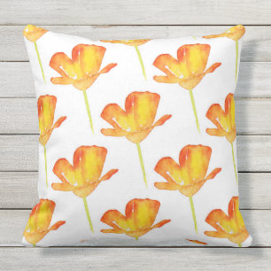 Aquarell CA-Mohnblumen-Muster Kissen
