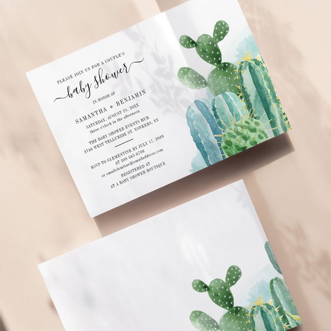 Aquarell Cacti Paare Kinderdusche Einladung (Von Creator hochgeladen)